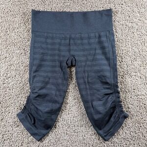 Lululemon in the flow Capris Striped Ruched Cropped Athleisure Leggings Women 10